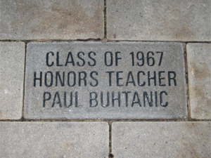 Class of 1967 brick in honor of Mr. Buhtanic