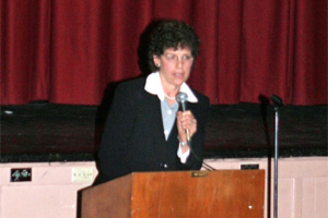 June addresses the RHS student body & guests